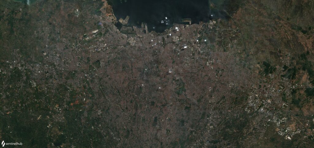 DKI Jakarta dan sekitarnya hasil gabungan spektral natural dari satelit SENTINEL 2